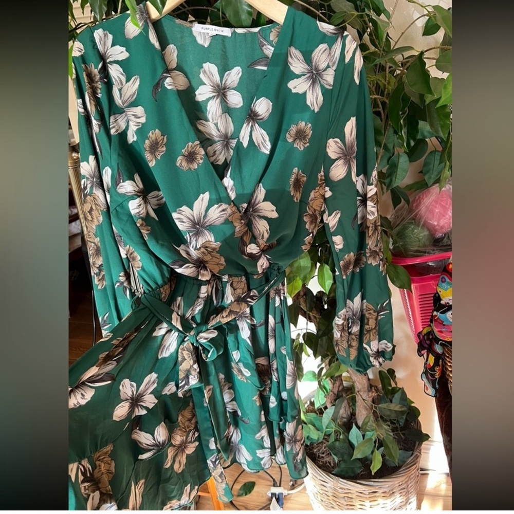 Purple Snow White and Green V-Neck Sundress